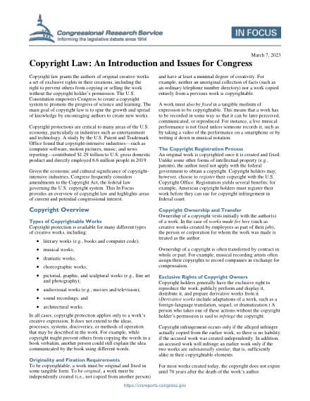 Copyright law: an introduction: first page of the English original
